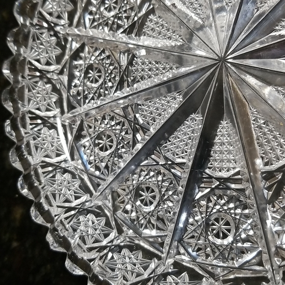 Czech Queen Lace Cut Crystal 6.25" x 1" Plate - Picture 7 of 8